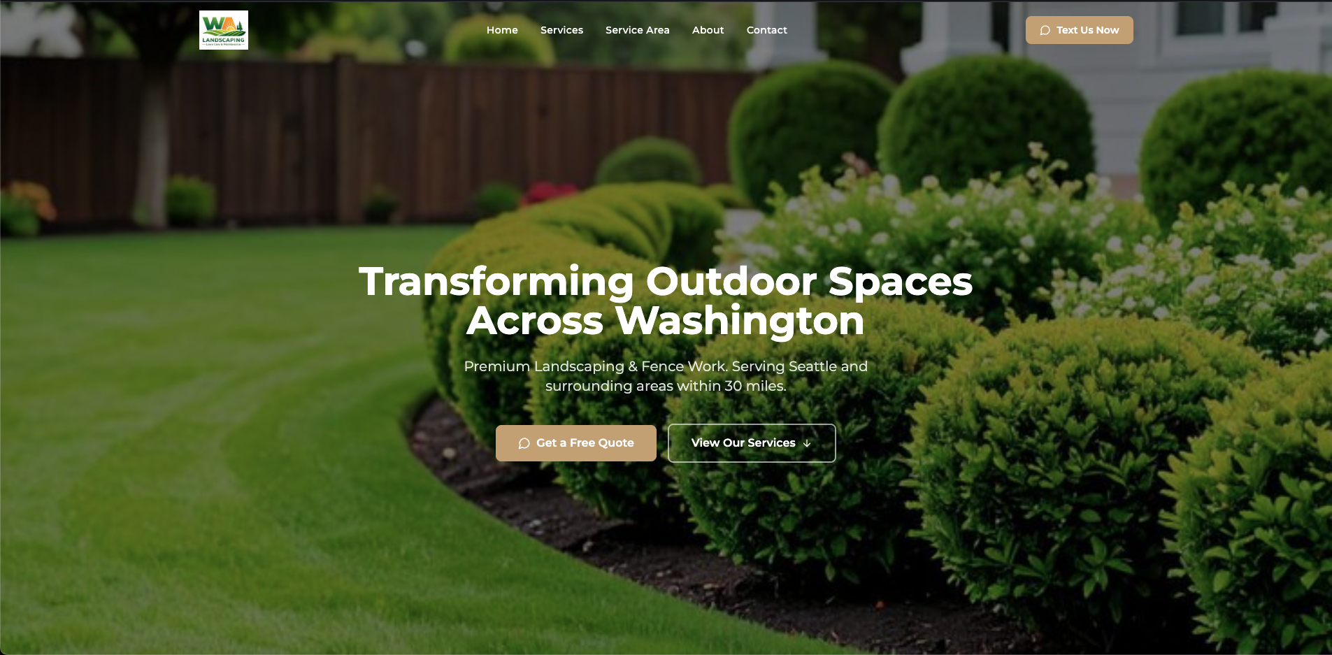Pré-visualização do site WA Landscaping