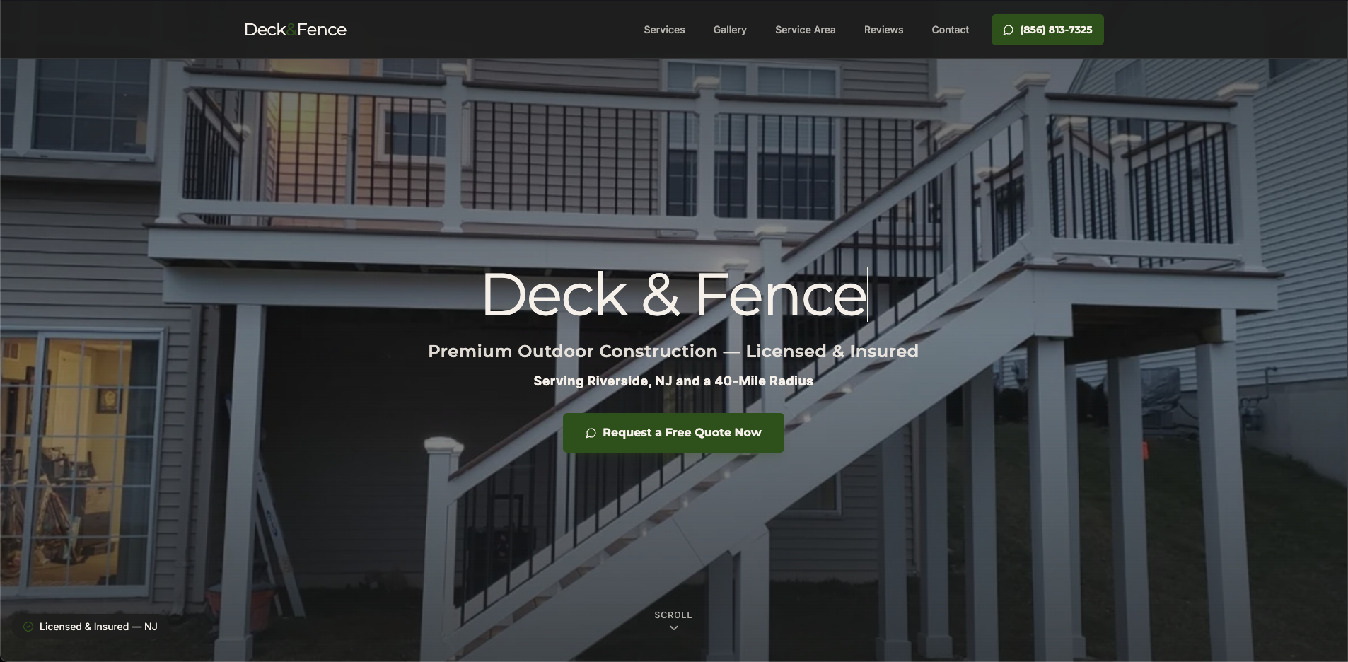 Pré-visualização do site Deck & Fence